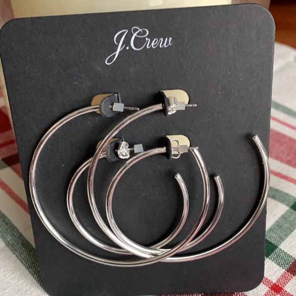 NWT J. Crew Silver Hoop Earrings (2) pair! - Picture 3 of 6